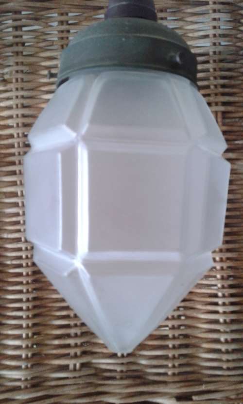 Art Deco Milk Glass Geometrical Sextagonal Honey Comb Ceiling Light Lamp