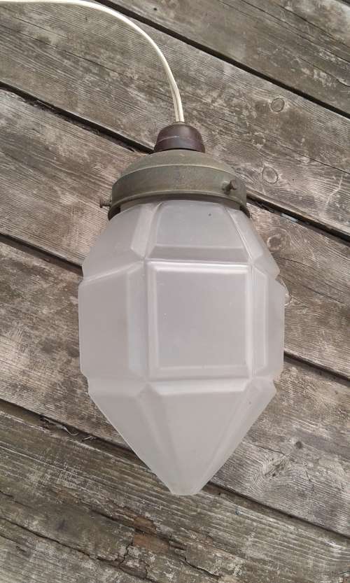 Art Deco Milk Glass Geometrical Sextagonal Honey Comb Ceiling Light Lamp