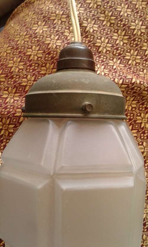 Art Deco Milk Glass Geometrical Sextagonal Honey Comb Ceiling Light Lamp