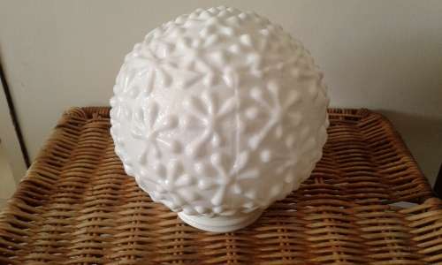1930 Art Deco Milk Glass Lamp Shade Globe White Flower Pattern