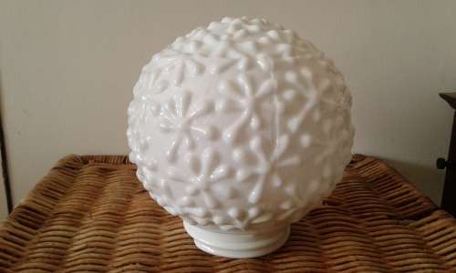 1930 Art Deco Milk Glass Lamp Shade Globe White Flower Pattern