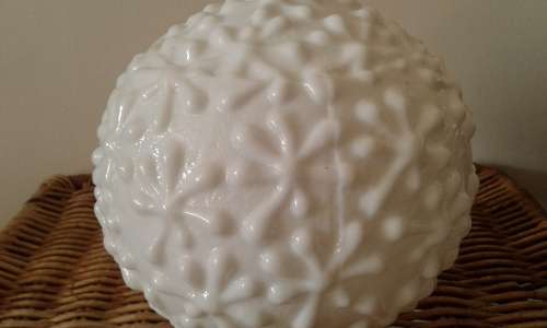1930 Art Deco Milk Glass Lamp Shade Globe White Flower Pattern