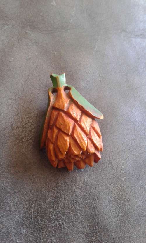 Vintage Handcarved Wooden Protea Brooch Pin