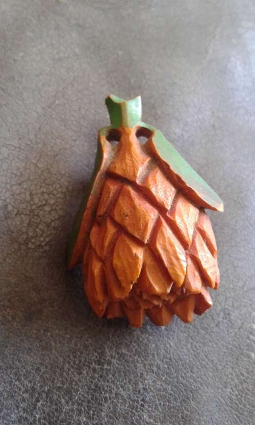 Vintage Handcarved Wooden Protea Brooch Pin