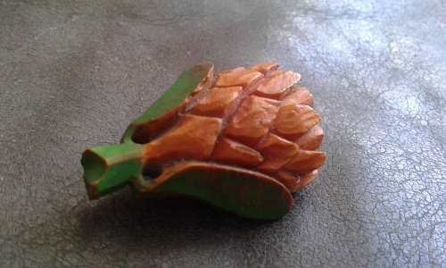 Vintage Handcarved Wooden Protea Brooch Pin