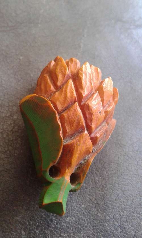 Vintage Handcarved Wooden Protea Brooch Pin