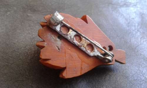 Vintage Handcarved Wooden Protea Brooch Pin