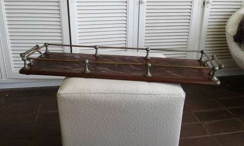 Antique Exquisite Large 1920 Art Deco Drinks Hors d`Ouevre Solid Wooden Serving Tray Brass Handles