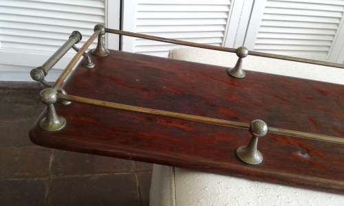 Antique Exquisite Large 1920 Art Deco Drinks Hors d`Ouevre Solid Wooden Serving Tray Brass Handles