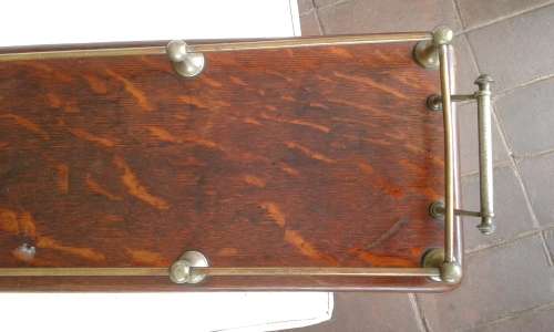 Antique Exquisite Large 1920 Art Deco Drinks Hors d`Ouevre Solid Wooden Serving Tray Brass Handles