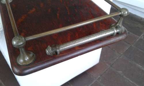 Antique Exquisite Large 1920 Art Deco Drinks Hors d`Ouevre Solid Wooden Serving Tray Brass Handles