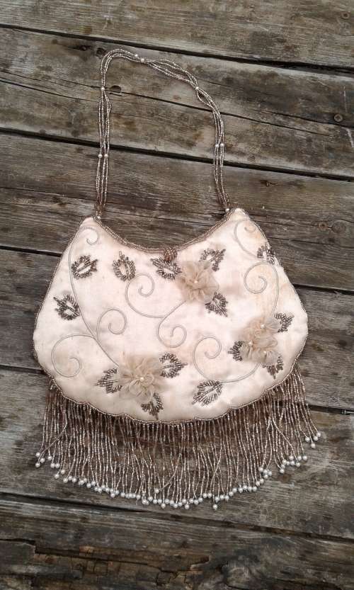 Vintage Evening Bag With Beaded Fringe