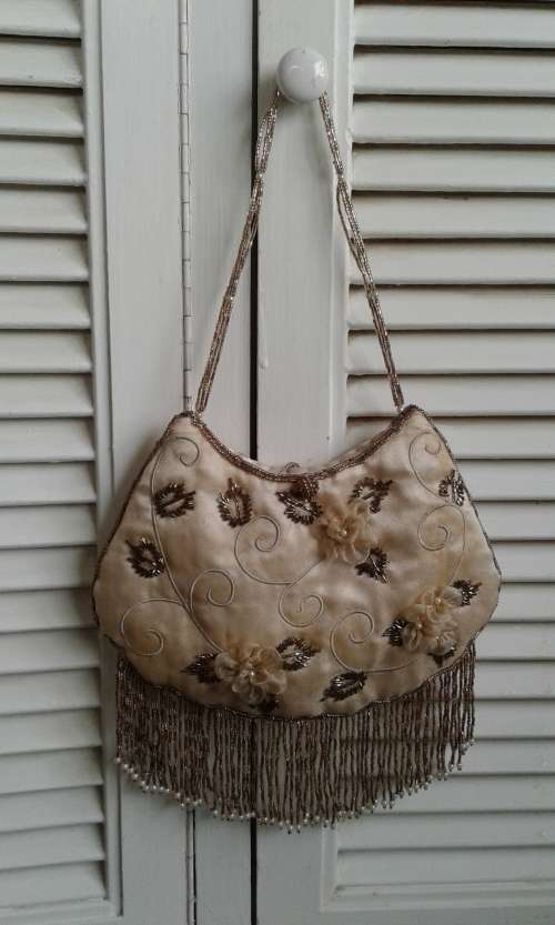 Vintage Evening Bag With Beaded Fringe