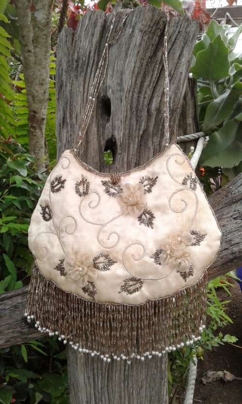 Vintage Evening Bag With Beaded Fringe