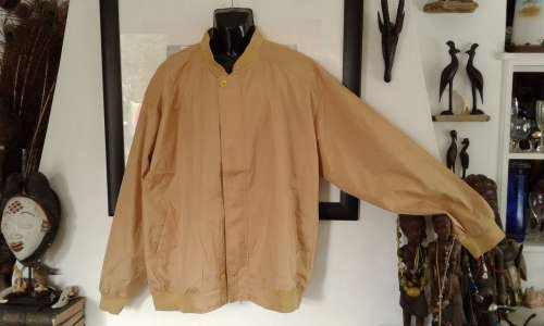 Vintage Italian Franco Farrini Mustard Yellow Gold Mens Bomber Jacket Size XL