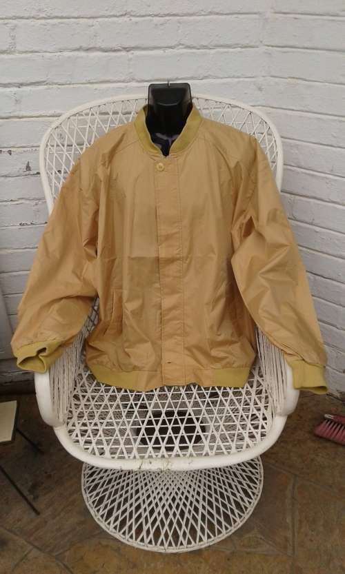 Vintage Italian Franco Farrini Mustard Yellow Gold Mens Bomber Jacket Size XL