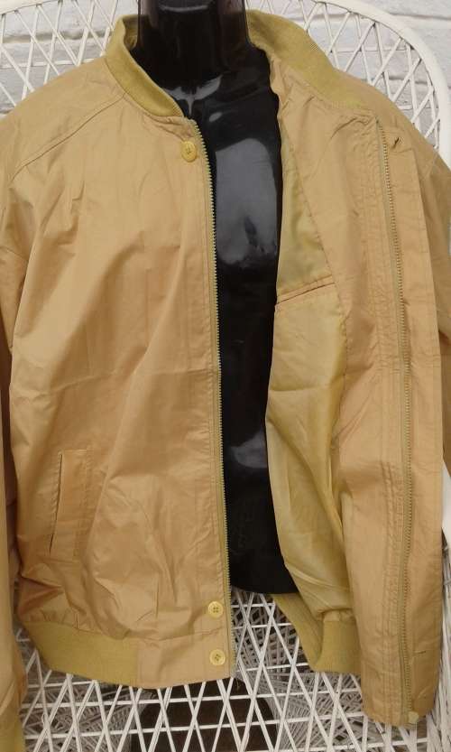 Vintage Italian Franco Farrini Mustard Yellow Gold Mens Bomber Jacket Size XL