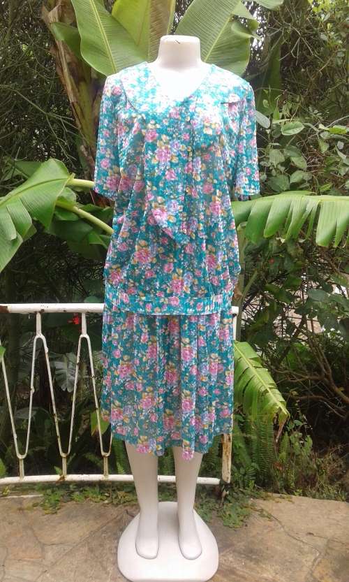 Vintage 1970s Two Piece Skirt And Top Dress Size16