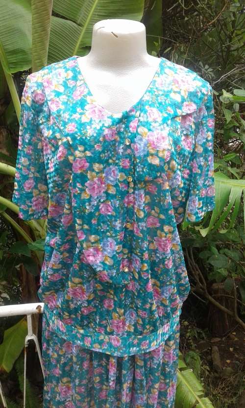 Vintage 1970s Two Piece Skirt And Top Dress Size16