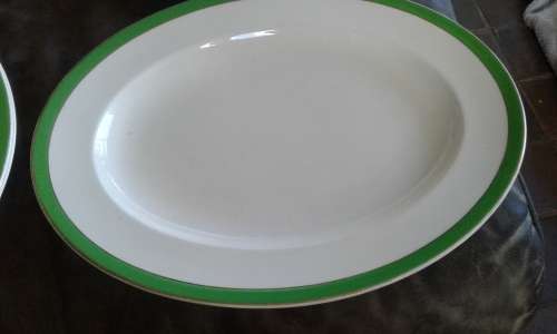 Queens Green Solianware Simpson`s Potteries Green Gold Rimmed Art Deco Dinner Set 13 Pieces