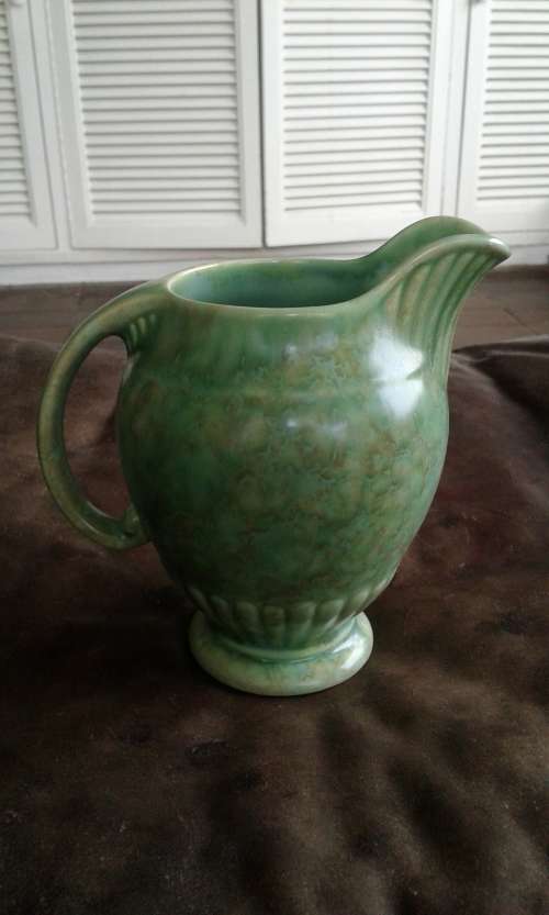 Art Deco Crown Devon Marbled Green Milk Jug