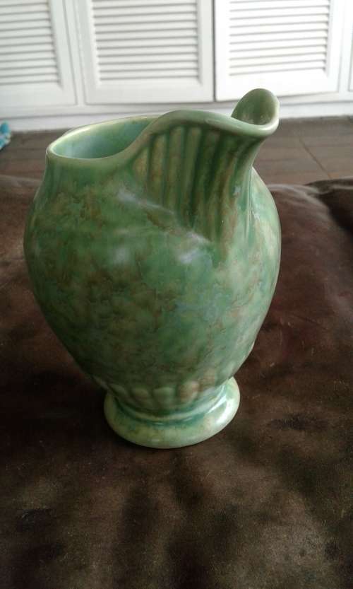 Art Deco Crown Devon Marbled Green Milk Jug