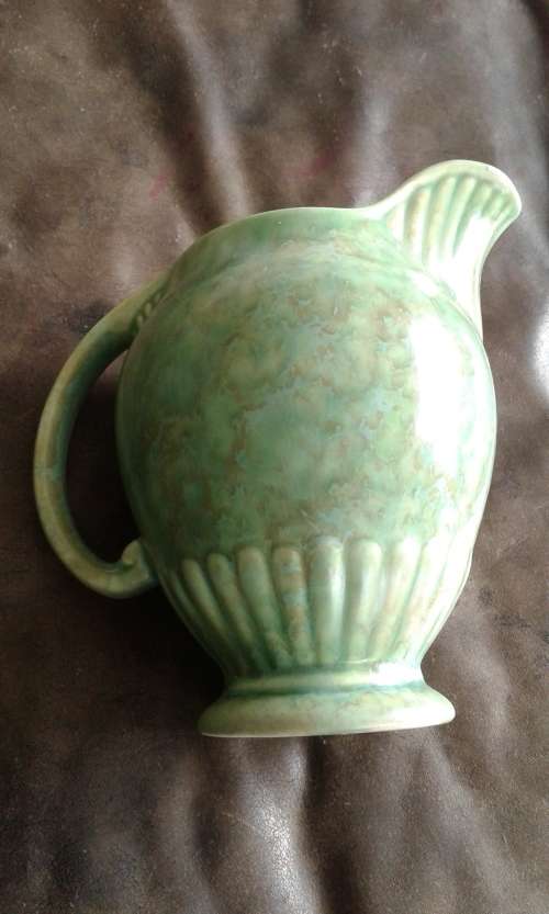 Art Deco Crown Devon Marbled Green Milk Jug