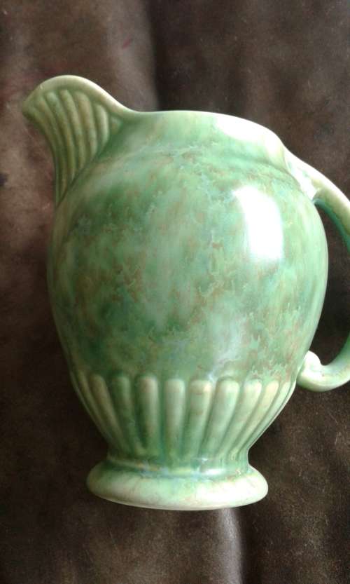 Art Deco Crown Devon Marbled Green Milk Jug