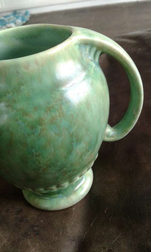 Art Deco Crown Devon Marbled Green Milk Jug