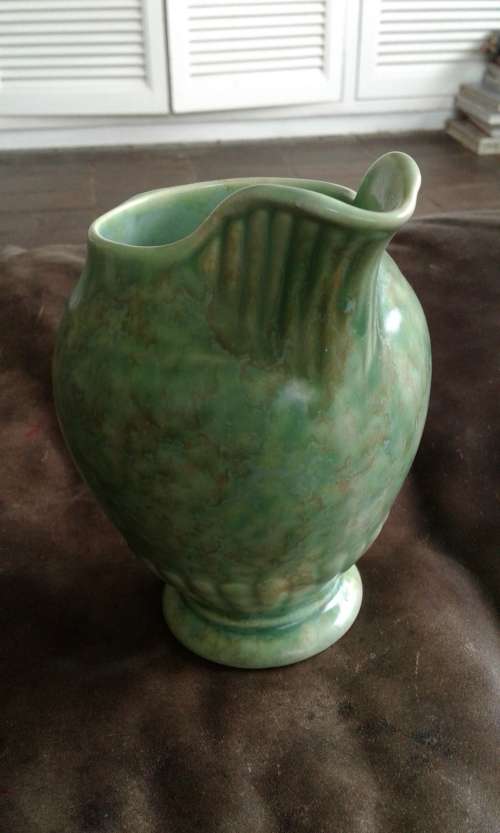 Art Deco Crown Devon Marbled Green Milk Jug