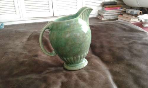Art Deco Crown Devon Marbled Green Milk Jug
