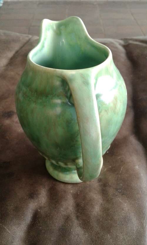 Art Deco Crown Devon Marbled Green Milk Jug