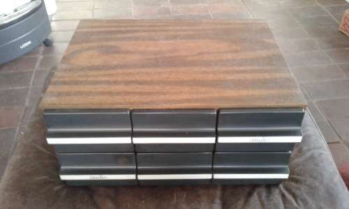 Vintage Mid Century Modern Wooden Audio Cassette Tape Storage Box Holder For 72 Cassettes