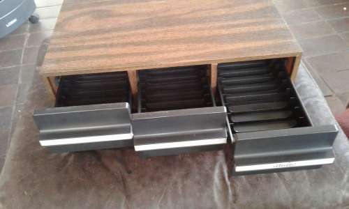 Vintage Mid Century Modern Wooden Audio Cassette Tape Storage Box Holder For 72 Cassettes