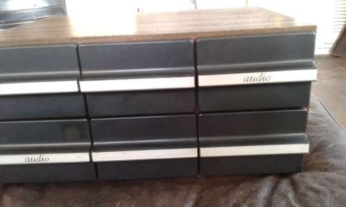 Vintage Mid Century Modern Wooden Audio Cassette Tape Storage Box Holder For 72 Cassettes