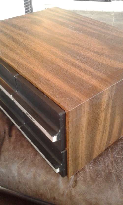 Vintage Mid Century Modern Wooden Audio Cassette Tape Storage Box Holder For 72 Cassettes