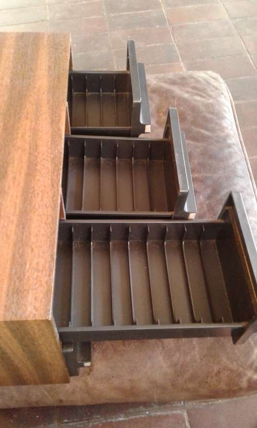 Vintage Mid Century Modern Wooden Audio Cassette Tape Storage Box Holder For 72 Cassettes