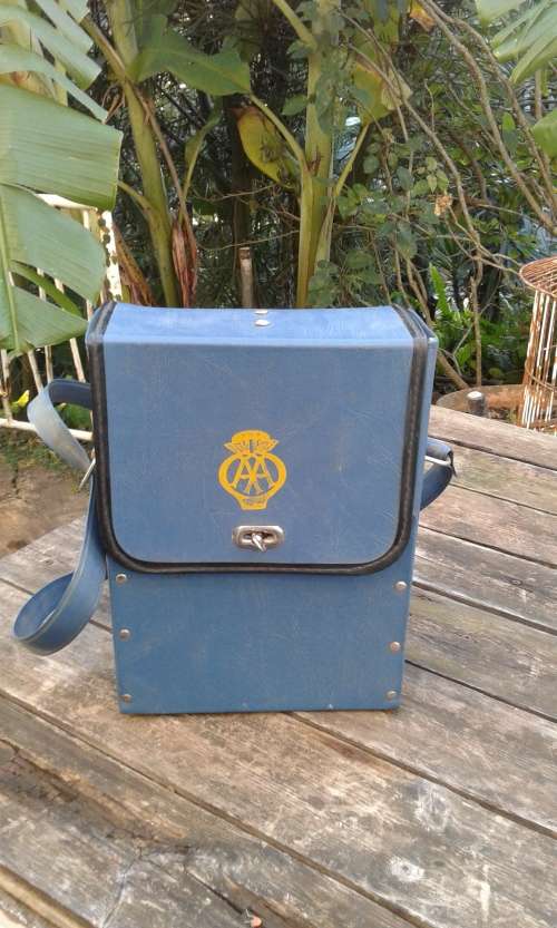 Vintage RSA AA Blue Travel Box Small Suitcase With Spoon