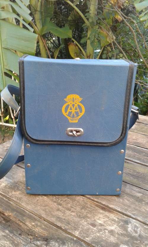 Vintage RSA AA Blue Travel Box Small Suitcase With Spoon