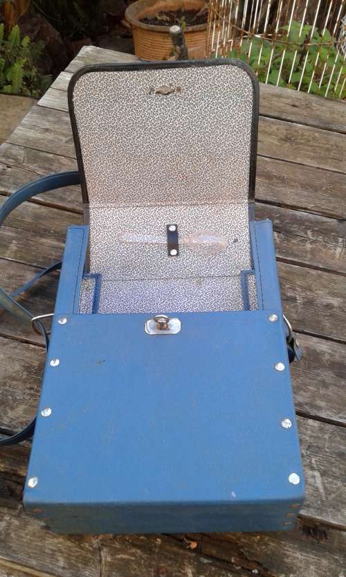 Vintage RSA AA Blue Travel Box Small Suitcase With Spoon