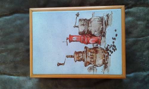 Vintage Wood Large Mid Century Modern Pot Or Plate Stand With Handmade Tile