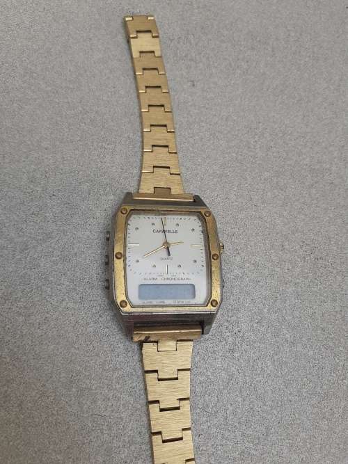 Vintage Rare BULOVA Caravelle Quartz Chronograph Mens Watch 1960s Original Wrist Band Not Tested