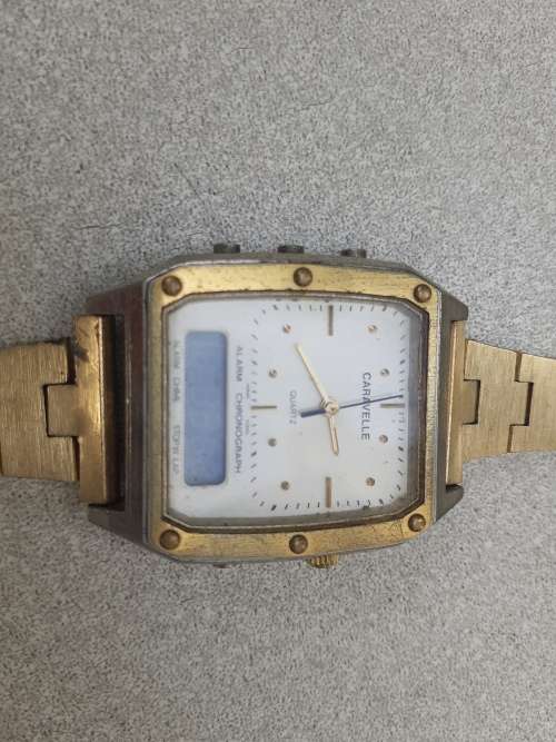 Vintage Rare BULOVA Caravelle Quartz Chronograph Mens Watch 1960s Original Wrist Band Not Tested