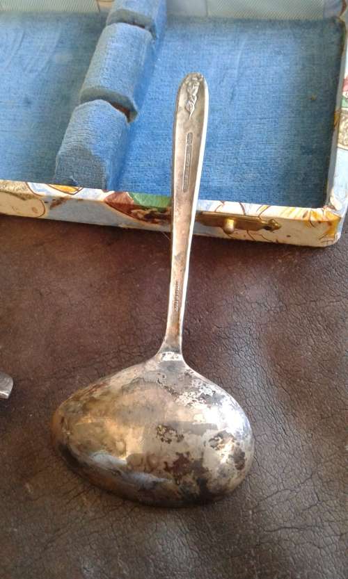 Beautiful Vintage Silverplated Spoon Food Scraper Christening Set Made In England