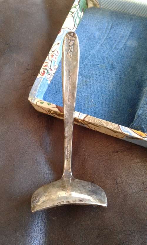 Beautiful Vintage Silverplated Spoon Food Scraper Christening Set Made In England