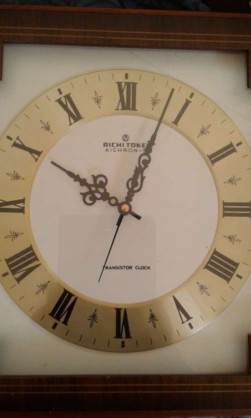 Rare Mid Century Vintage Aichi Tokei Aichron S Wooden Transistor Wall Clock Retro Japan