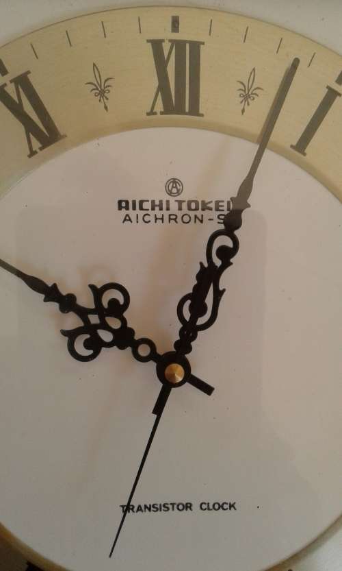 Rare Mid Century Vintage Aichi Tokei Aichron S Wooden Transistor Wall Clock Retro Japan