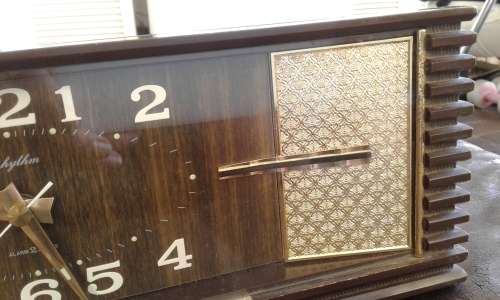 Rare Vintage Bakelite Japan Rhythm Alarm 2 Jewel Music Box Clock No.5119