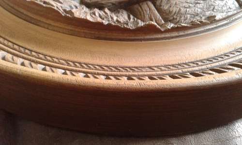 Vintage Large 1970s Karl Rothammer Wooden Owl Wall Carving Made In Canada 36cm Diameter