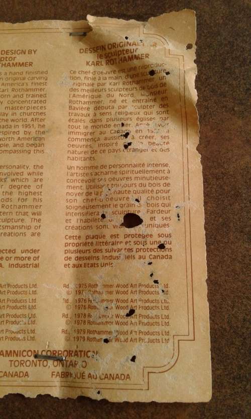 Vintage Large 1970s Karl Rothammer Wooden Owl Wall Carving Made In Canada 36cm Diameter